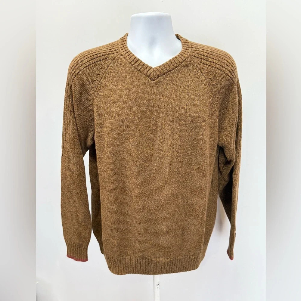 COLUMBIA Men’s brown heather V neck sweater size L - Picture 9 of 12